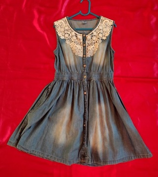 Y.F.K. Sukienka dżinsowa rozpinana koronka 146