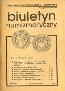 BIULETYN NUMIZMATYCZNY ROCZNIK 1986 .