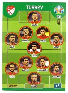 TURCJA Line-up 351 EURO 2020 UEFA KARTY Panini