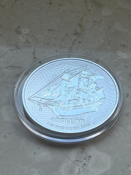 Moneta srebrna HMS Bounty Cook Islands 2021