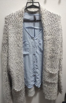 Sweter cardigan narzuta szary M/L