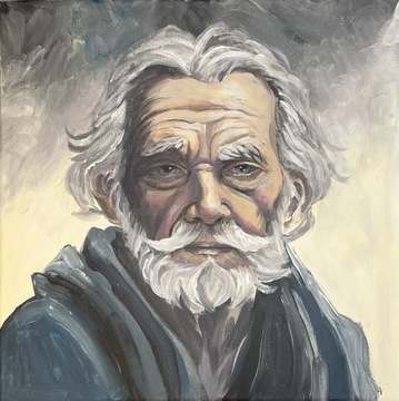 Stary człowiek obraz akrylowy 30x30 cm S. Kopacz