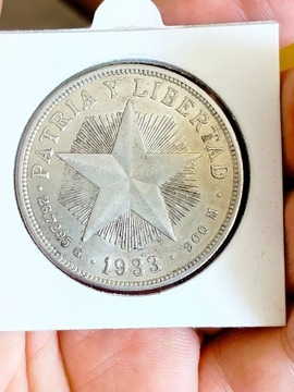 Kuba 1 peso 1933 srebro ładna