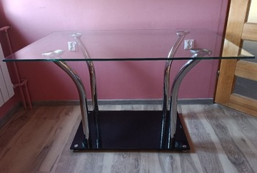 Tempered Szklany stół z podstawą, 130x80x75 cm