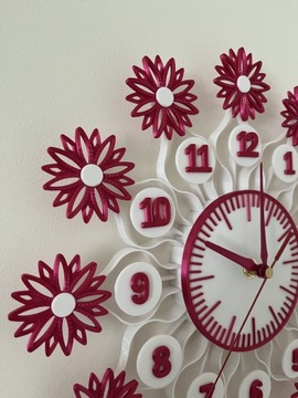 Zegar ścienny - różowy kwiat