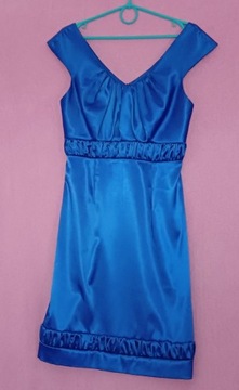 Sukienka satynowa, niebieska 38