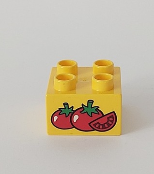 Lego Duplo klocek żółty 2X2 pomidory