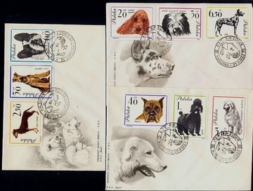 FDC 1963 r., Fi 1226-1234, 9 znaczków, 3 koperty