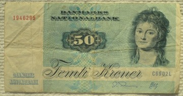 Dania 50 koron 1972 1990 Mrs Ryberg Karp Karaś aVF