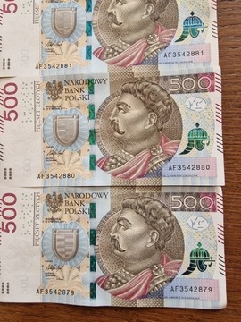 Banknoty 500 zł seria AF