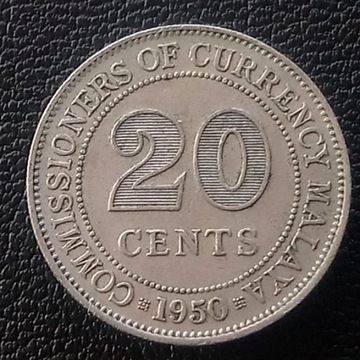 A95 Malaje Brytyjskie 20 centów 1950
