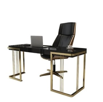 Czarne złote biurko ze stali nierdzewnej ACŁ Meble Glamour Premium komoda