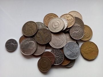 Zestaw monet 30 sztuk Europa i Świat 