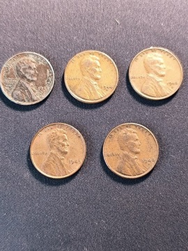 1 CENT USA ABRAHAM LINCOLN LIBERTY ŁĄCZNIE 5 SZT