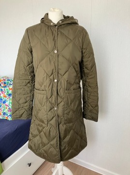 Kurtka Benetton naturalny puch khaki płaszcz