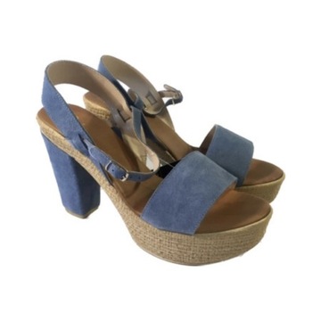 Nowe niebieskie sandały na obcasie Versace 1969