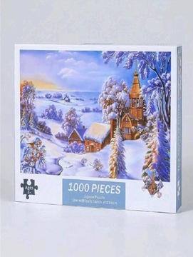 1000 Częściowe Puzzle Śnieżnej wioski