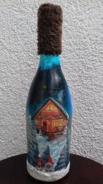 Butelka świąteczna (decoupage)