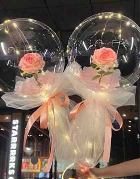 Balon z oświetleniem led i różą