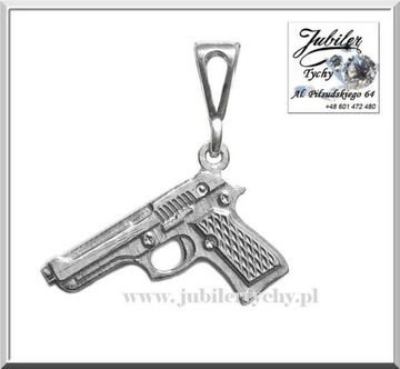 Srebrny wisiorek pistolet srebrna zawieszka Ag 925