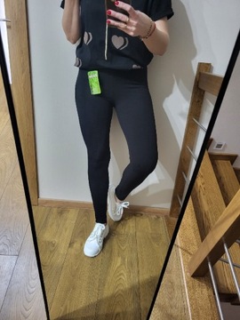 Legginsy bambusowe prążek czarne XL/XXL