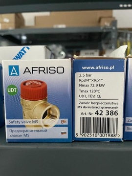 Zawór bezpieczeństwa AFRISO 2,5 bar 3/4''1'' C.O