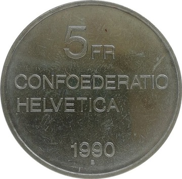 Szwajcaria 5 francs 1990, KM#69