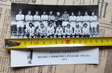 Pocztówka PRL 1974 Ruch Chorzów Mistrz Polski 