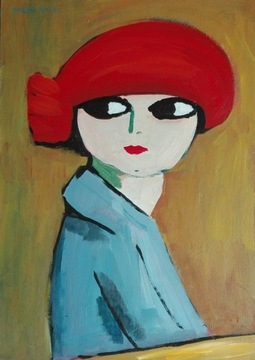 Kees van Dongen, Dziewczyna w czerwonym, 42x29,7, 