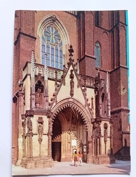 Pocztówka Wrocław, portal fasady katedry. 1977