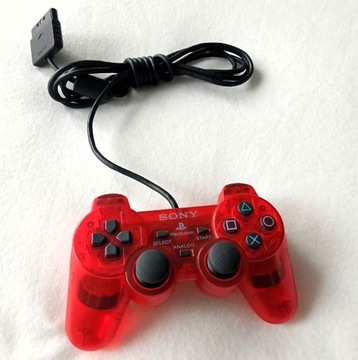 Oryginalny Pad DualShock SONY PS2 Red Trans 10010