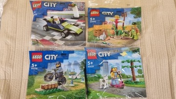 Cztery zestawy Lego City 30590,30638,30639,30640