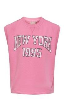 Różowa bluza bez rękawów KIDSONLY z logo NEW YORK