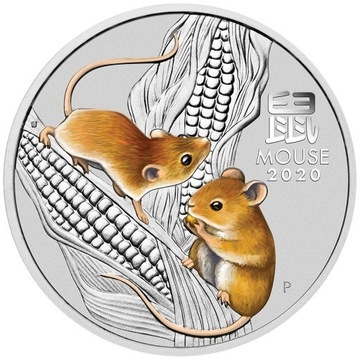 2oz LUNAR III 2020 Ag 999 year of the mouse KOLOR!