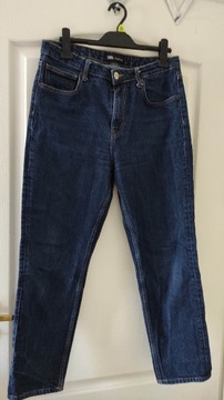 Granatowe spodnie jeans Zara wysoki stan r.42 xl
