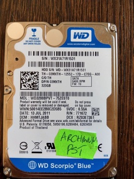 Wd Blue WD3200BPVT 320GB 5.4k Sata II 8MB 2.5''