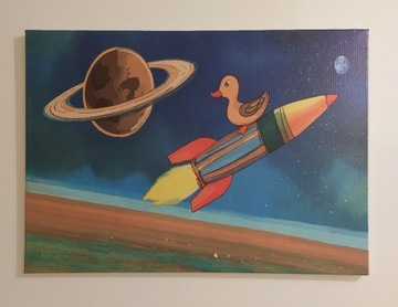 Obraz na ścianę Kaczka w kosmosie 40x50cm