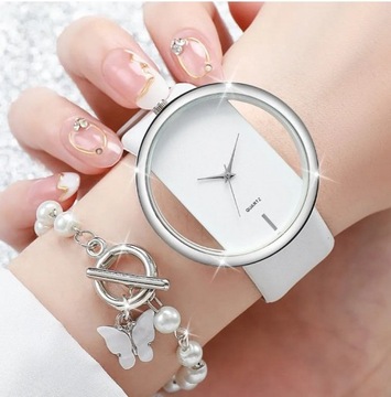 Luksusowy modny zegarek damski z dekoracją