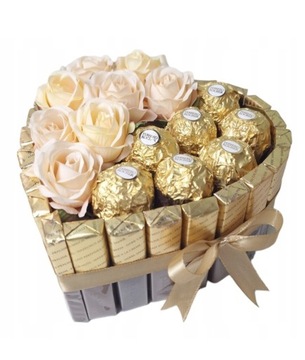 Serce tort box ze słodyczy Merci Ferrero prezent na Wieczór Panieński 