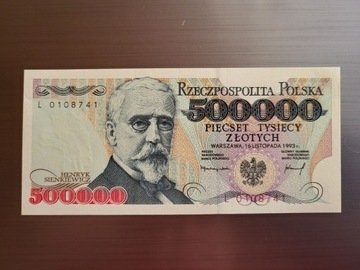 Banknot RP 500000 złotych H. Sienkiewicz 1993 UNC