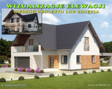 Projekt elewacji. Wizualizacja elewacji domu 3D