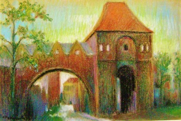 PEJZAŻ - TORUŃ - ruiny zamku 33x50cm pastel