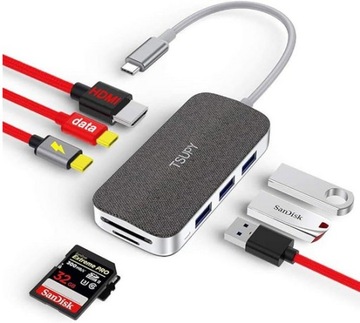 TSUPY USB-C, USB 3.0 Hub Adapter 8 w 1
