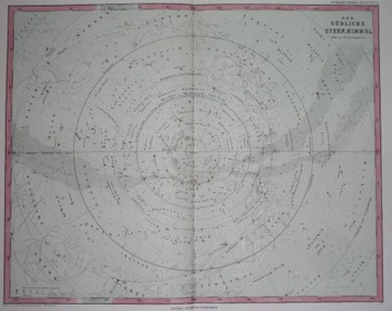 1882 stara MAPA NIEBA ASTRONOMIA zodiak ORYGINAŁ
