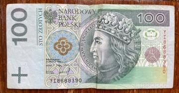 Banknot 100zł 1994 seria YI