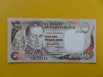Kolumbia 2000 Pesos 1990 Pick 433c UNC Kiler
