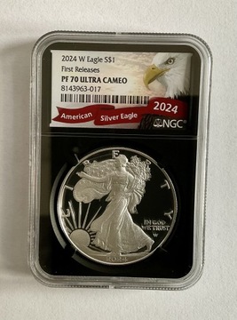 2024-W 1 dolar 1 uncja Silver Eagle Proof NGC PF70