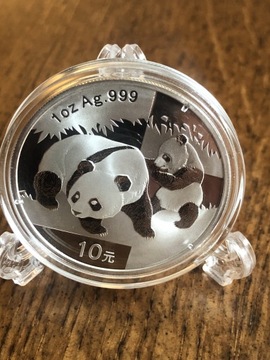 10 YUAN CHINY 2008 PANDA WIELKA SREBRO 999 UNCJA