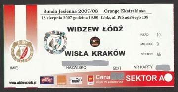 bilet mecz WIDZEW ŁÓDŹ - WISŁA KRAKÓW - 2007/08