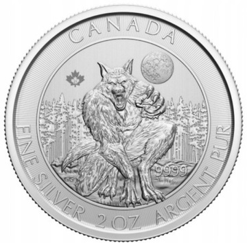 Wilkołak - Bestie Północy ,Canada 2021 , srebro AG 999 ,2 oz. Ideał